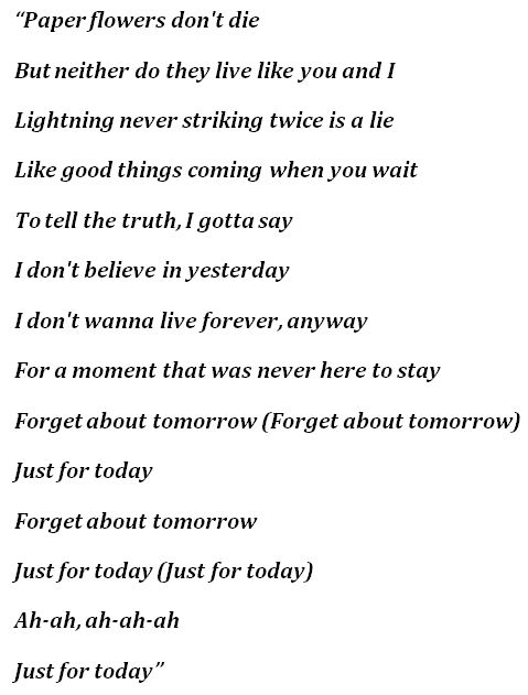 Lyrics for Alicia Keys' "Paper Flowers"