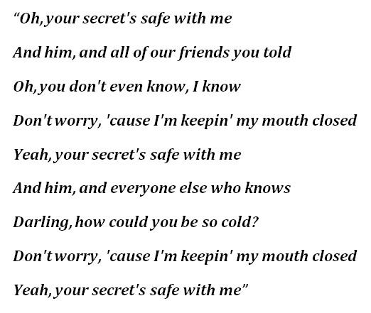 Lyrics to Joshua Bassett's "Secret"