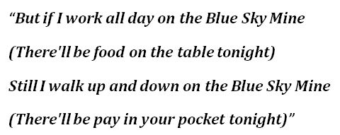 Lyrics to Midnight Oil's “Blue Sky Mine” 