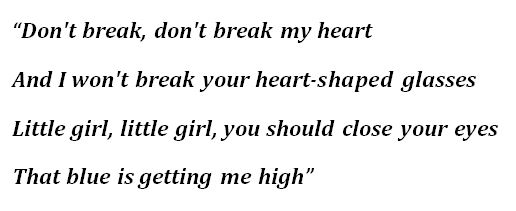 Lyrics to "Heart Shaped Glasses"