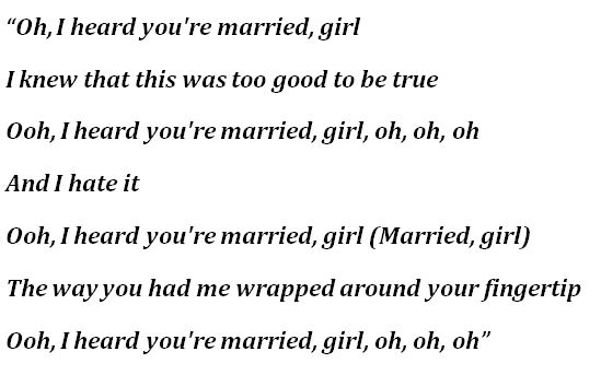 The Weeknd, "I Heard You're Married" Lyrics 