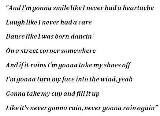 Bryan Adams, "Never Gonna Rain" Lyrics