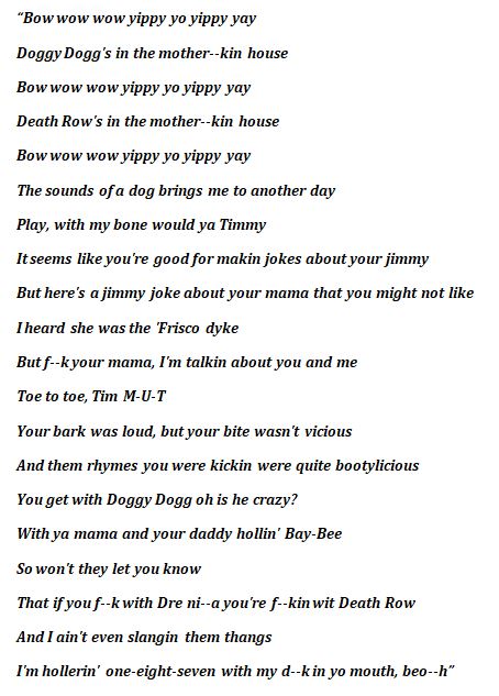 Lyrics of Dr. Dre's "Dre Day"