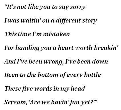Lyrics for Nickelback's “How You Remind Me” 