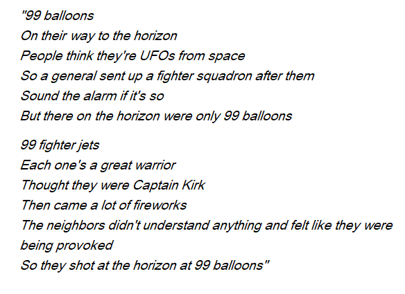 zo Bestuurbaar beschermen Nena's "99 Luftballons" Lyrics Meaning - Song Meanings and Facts