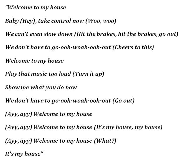 Lyrics to Flo Rida's "My House"