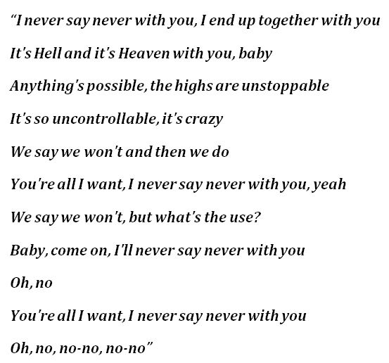 Cole Swindell and Lainey Wilson, "Never Say Never" Lyrics