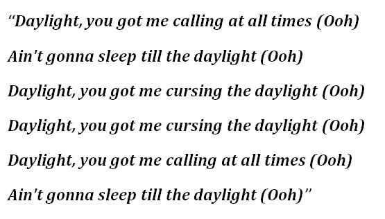 Lyrics to Harry Styles' "Daylight"