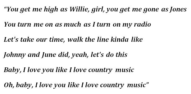"Like I Love Country Music" Lyrics