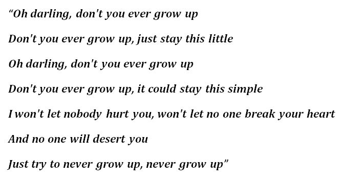 Taylor Swift, "Never Grow Up" Lyrics