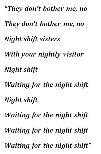 Lyrics for "Night Shift"