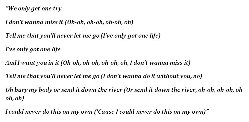 Lyrics to James Bay's "One Life"