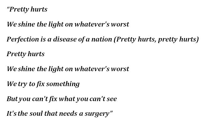 Lyrics for Beyoncé's "Pretty Hurts" 
