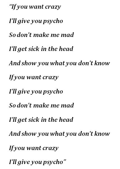 Lyrics to Halestorm's "Psycho Crazy"  
