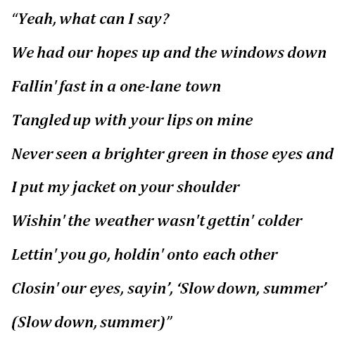 Lyrics to Thomas Rhett's "Slow Down Summer"