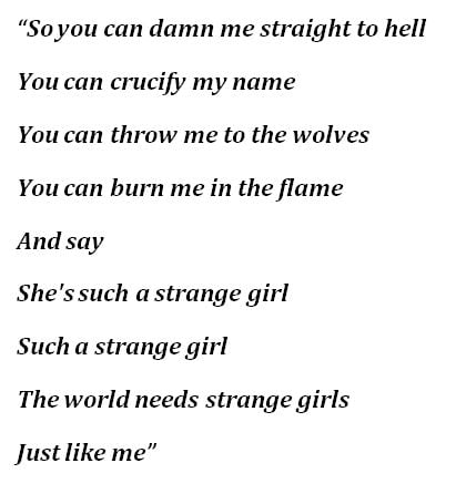 Lyrics for Halestorm's "Strange Girl" 