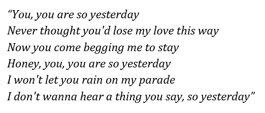 Lyrics of Toni Braxton's "Yesterday"