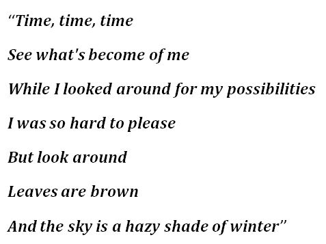 Simon and Garfunkel, "Hazy Shade of Winter" Lyrics