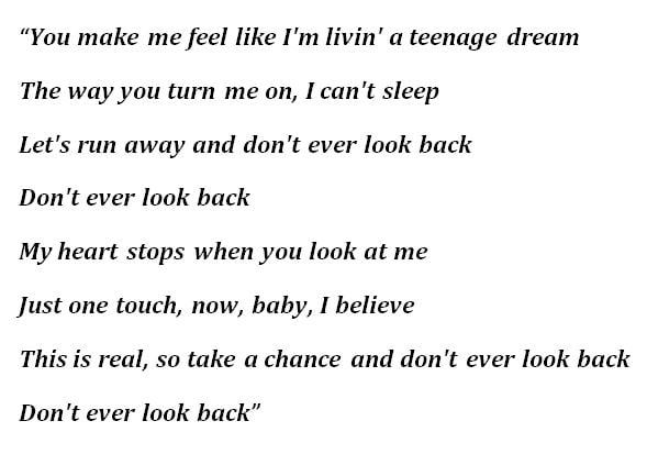 Lyrics to Katy Perry's "Teenage Dream"