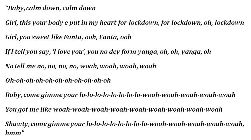 Lyrics of Rema's "Calm Down"