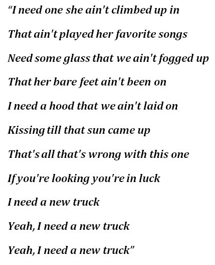 Lyrics to Dylan Scott's "New Truck"  