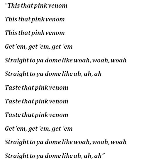 Lyrics for Blackpink's "Pink Venom"