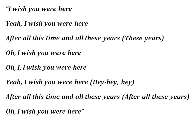 Lukas Graham, "Wish You Were Here" Lyrics