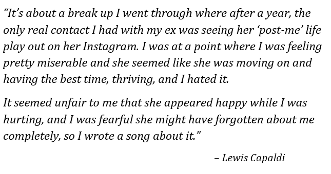 Lewis Capaldi talks about the meaning of "Forget Me" 