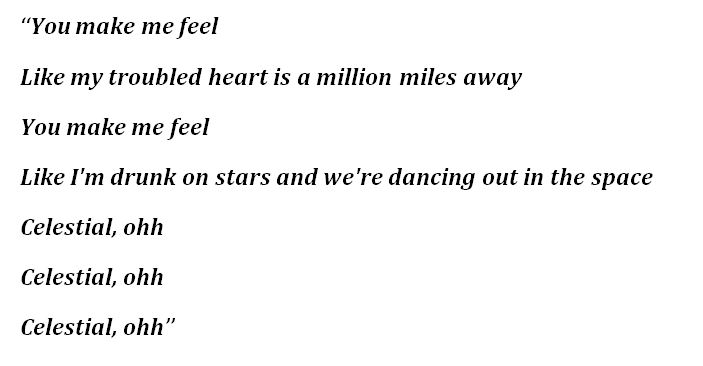 Lyrics of Ed Sheeran's "Celestial" 