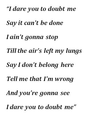 The Script, "Dare You To Doubt Me" Lyrics