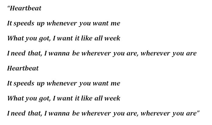 Lyrics to Shawn Mendes' "Heartbeat" 