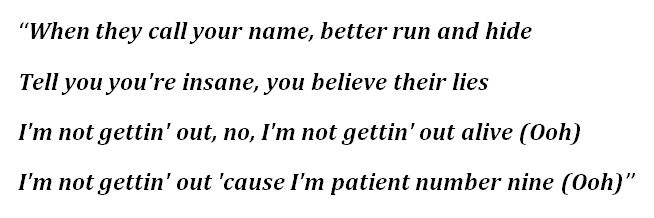 Ozzy Osbourne, "Patient Number 9" Lyrics