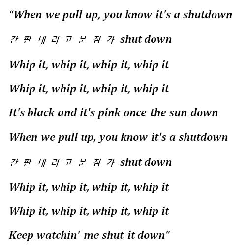 Lyrics for BLACKPINK's "Shut Down" 