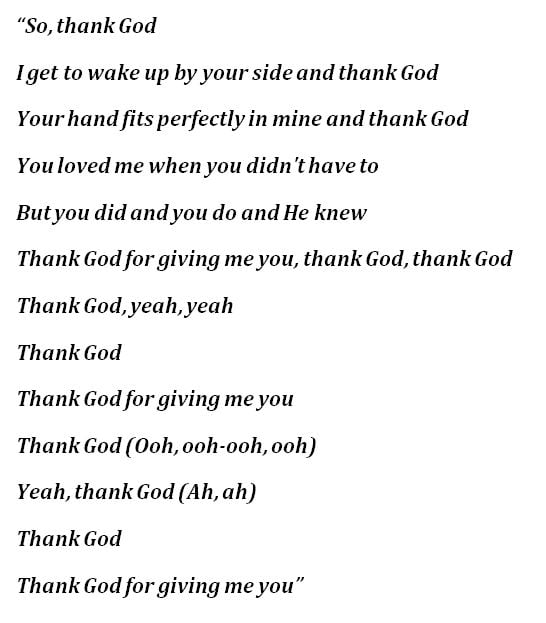 Kane Brown & Katelyn Brown, "Thank God" Lyrics