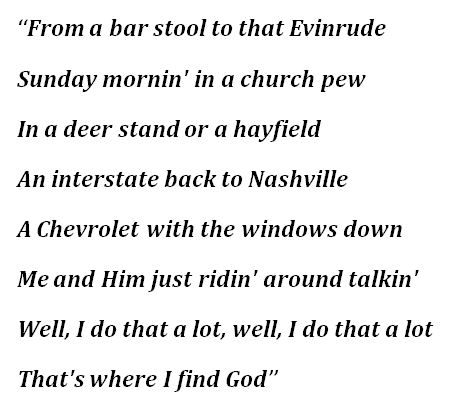 Larry Fleet, "Where I Find God" Lyrics