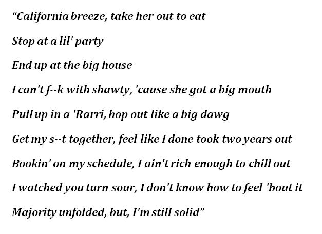 Lyrics to Lil Baby's "California Breeze"