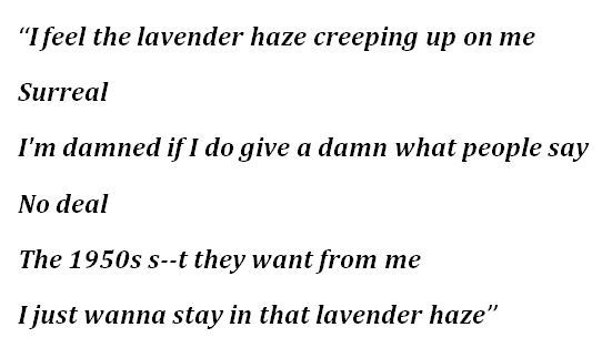 Lyrics to Taylor Swift's "Lavender Haze"