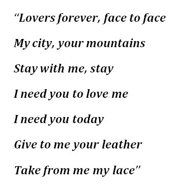 Lyrics to Stevie Nicks' "Leather And Lace" 
