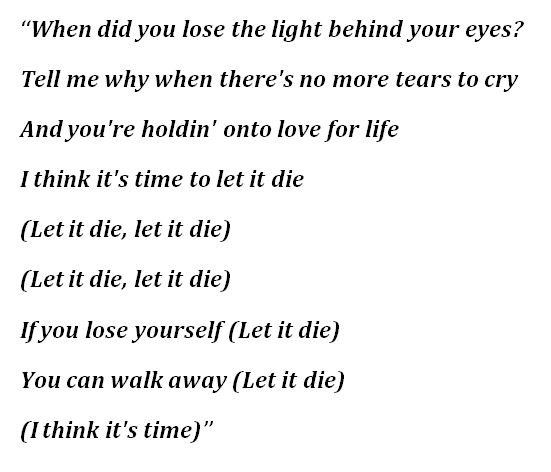 Lyrics to Ellie Goulding's "Let It Die"