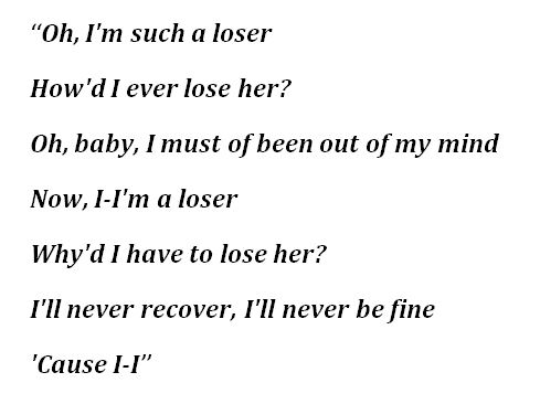 Lyrics for Charlie Puth's "Loser" 