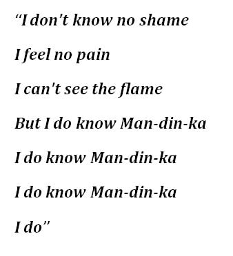 Lyrics for Sinéad O'Connor's "Mandinka" 