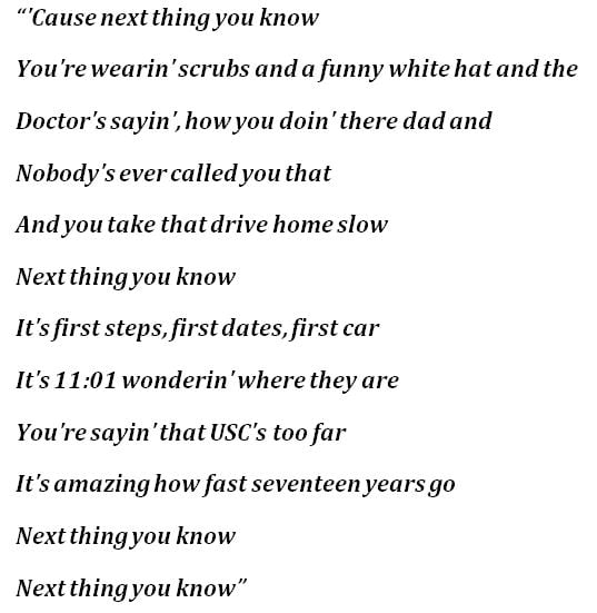 Lyrics of "Next Thing You Know"