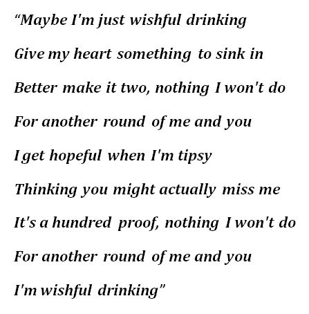 Lyrics to "Wishful Drinking"