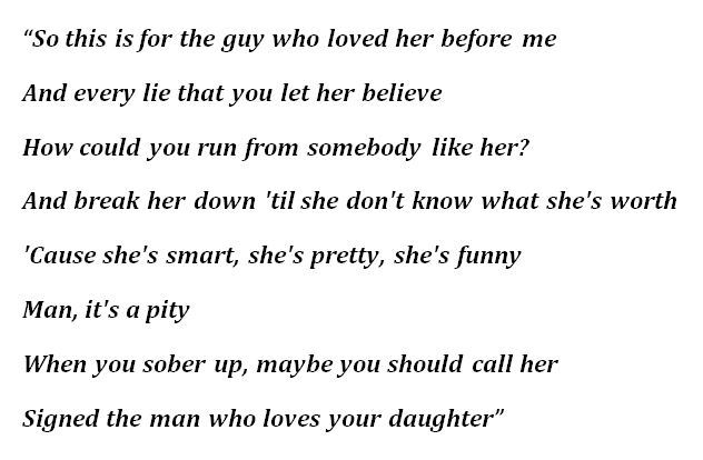 Lyrics to Chase McDaniel's "Your Daughter" 