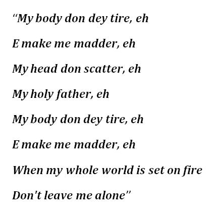 Lyrics for Burna Boy's "Alone"