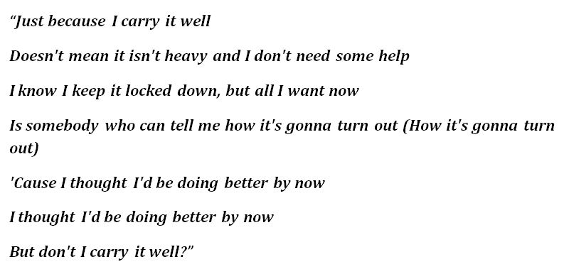 Lyrics for Sam Fischer's "Carry It Well" 