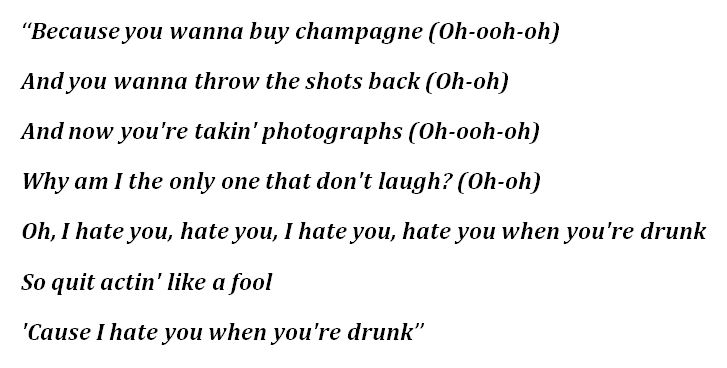 "I Hate You When You're Drunk" Lyrics 