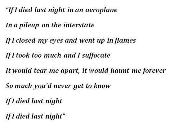 Jessie Murph's "If I Died Last Night" Lyrics