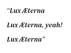 Lyrics of Metallica's "Lux Æterna"