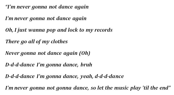 Pink, "Never Gonna Not Dance Again" Lyrics
